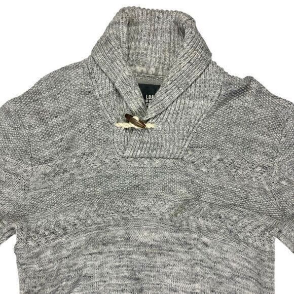 Label Of Graded Goods Sweater Mens Sz Medium Grey Shawl Neck Fishermen Pullover - Picture 2 of 16